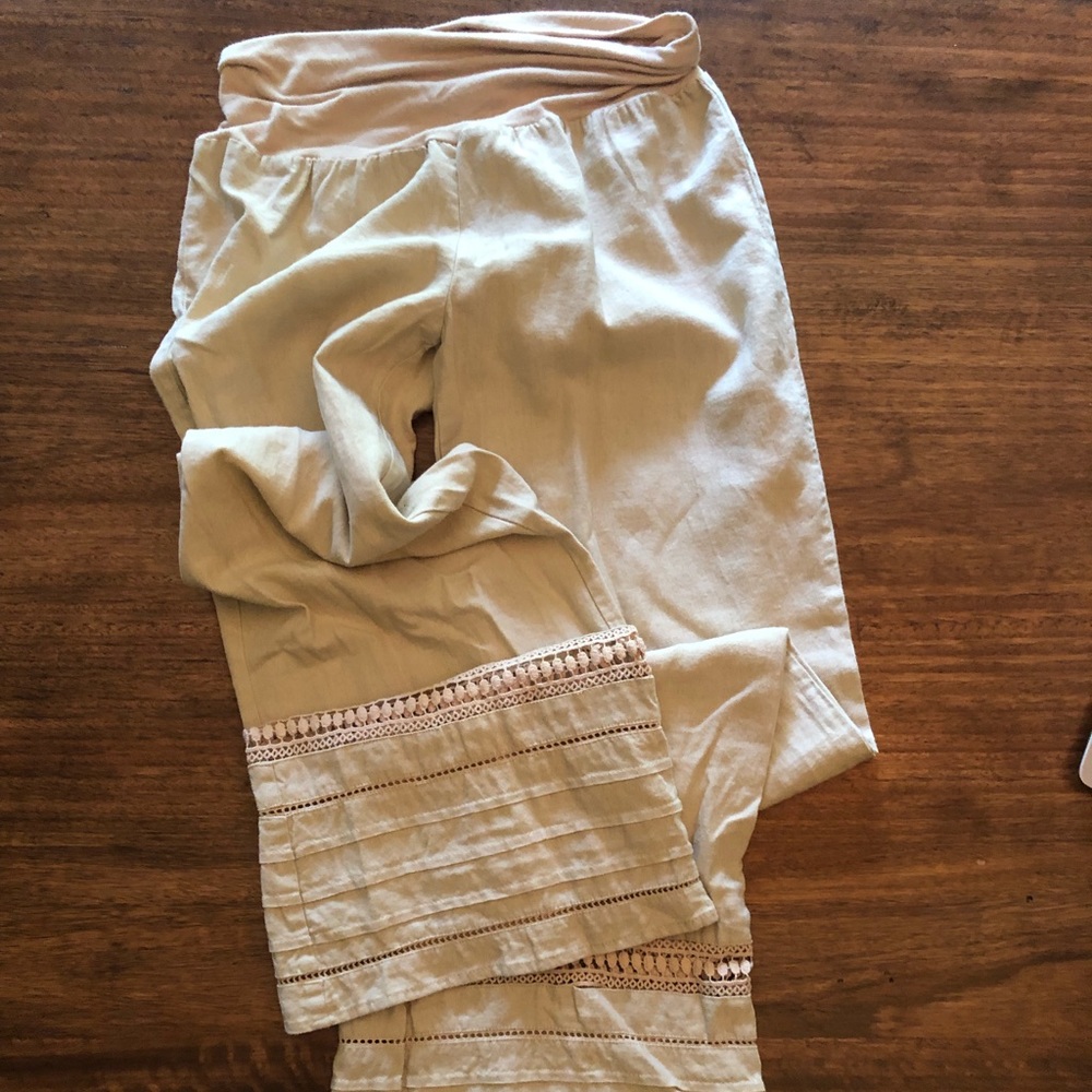 Love Tree Fold Over Linen Pants